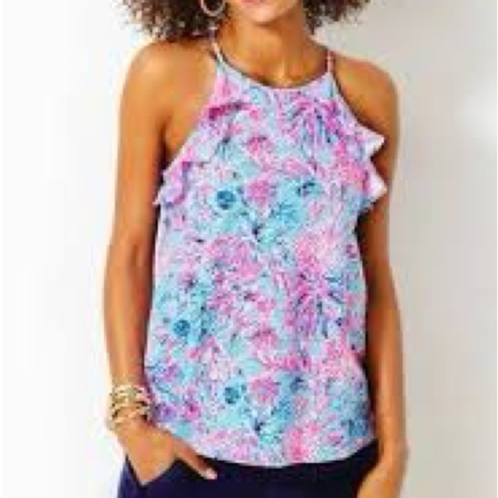 NWT Lily Pulitzer Billie Halter top Celestial Blue